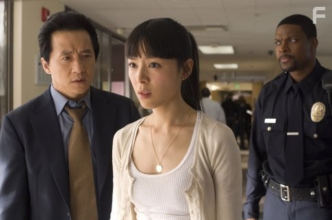Jackie Chan, Chris Tucker, and Jingchu Zhang in Чaс пик 3 (2007)