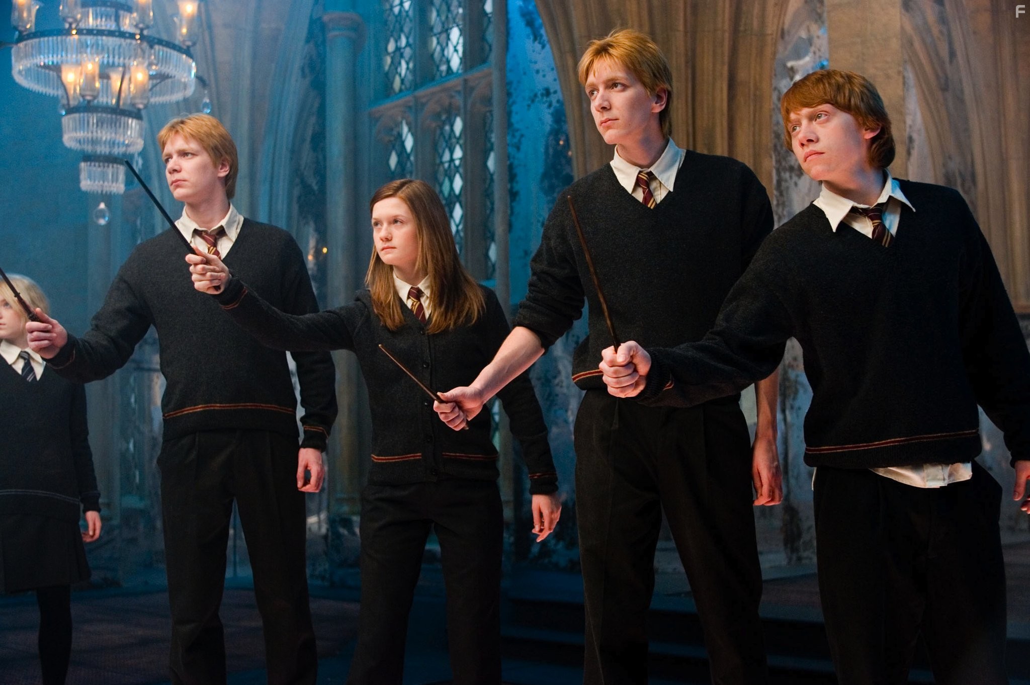Rupert Grint, Bonnie Wright, James Phelps, and Oliver Phelps in Гарри Поттер и орден Феникса (2007)