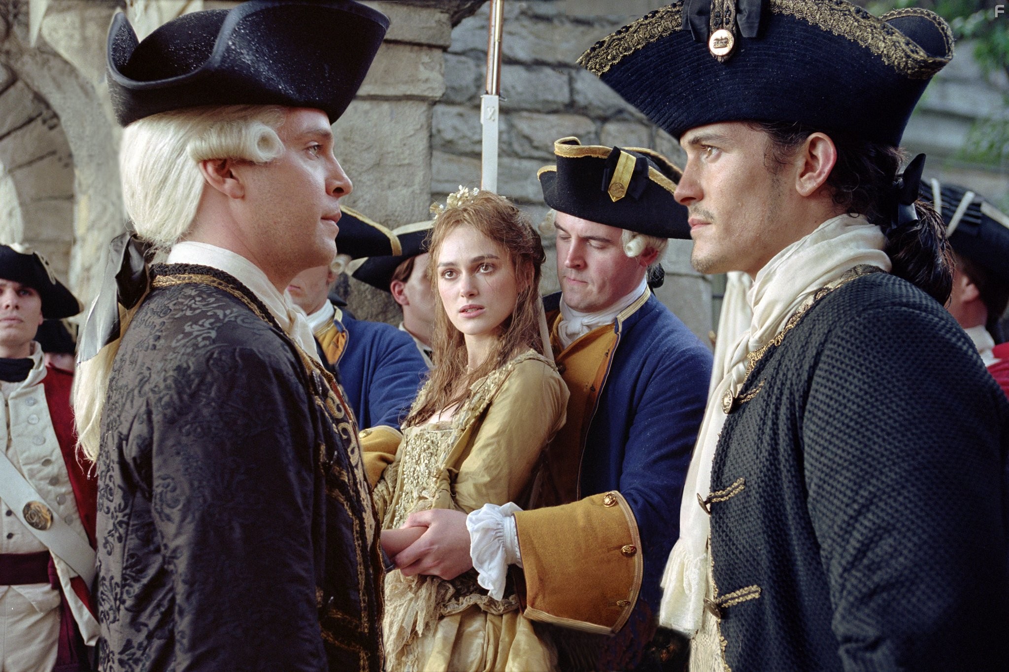 Orlando Bloom, Tom Hollander, and Keira Knightley in Пираты Карибского моря: Сундук мертвеца (2006)