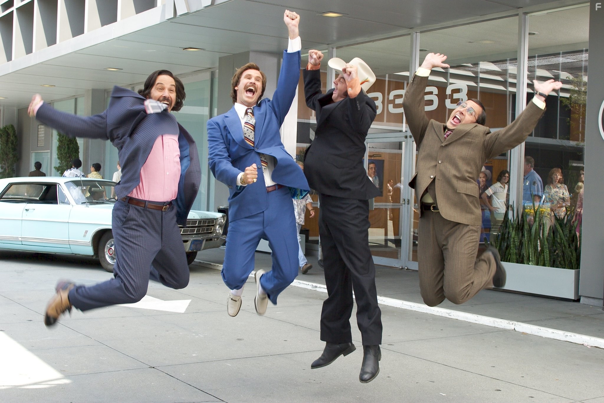 Will Ferrell, Steve Carell, David Koechner, and Paul Rudd in Телеведущий: Легенда о Роне Бургунди (2004)