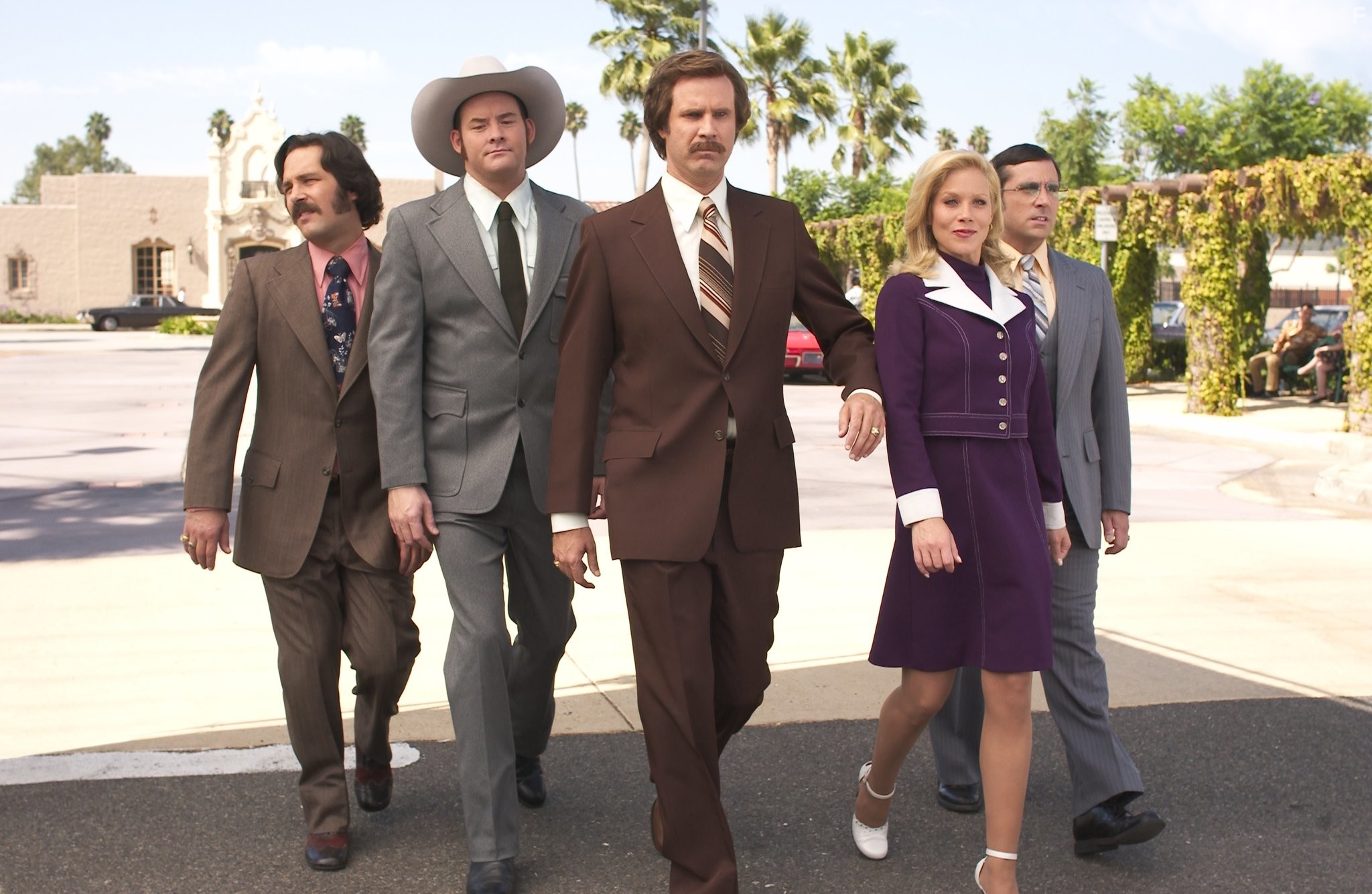 Christina Applegate, Will Ferrell, Steve Carell, David Koechner, and Paul Rudd in Телеведущий: Легенда о Роне Бургунди (2004)