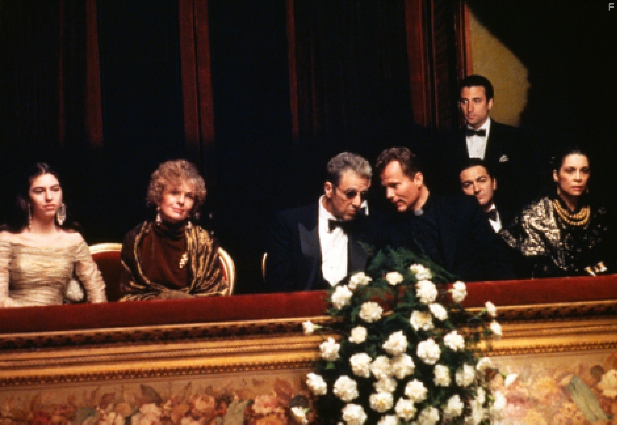 Al Pacino, Andy Garcia, Diane Keaton, Sofia Coppola, John Savage, Talia Shire, and Don Novello in Крёстный отец III (1990)