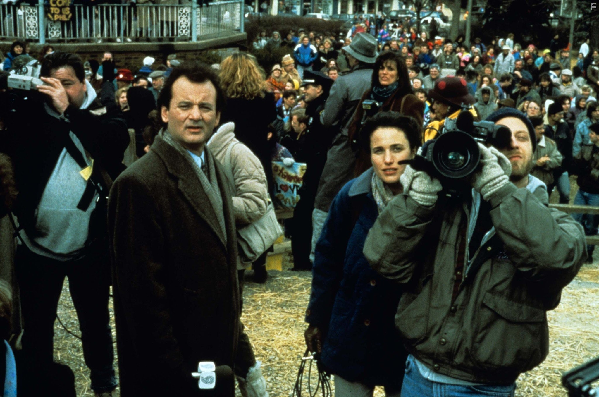 Bill Murray, Andie MacDowell, and Chris Elliott in День сурка (1993)