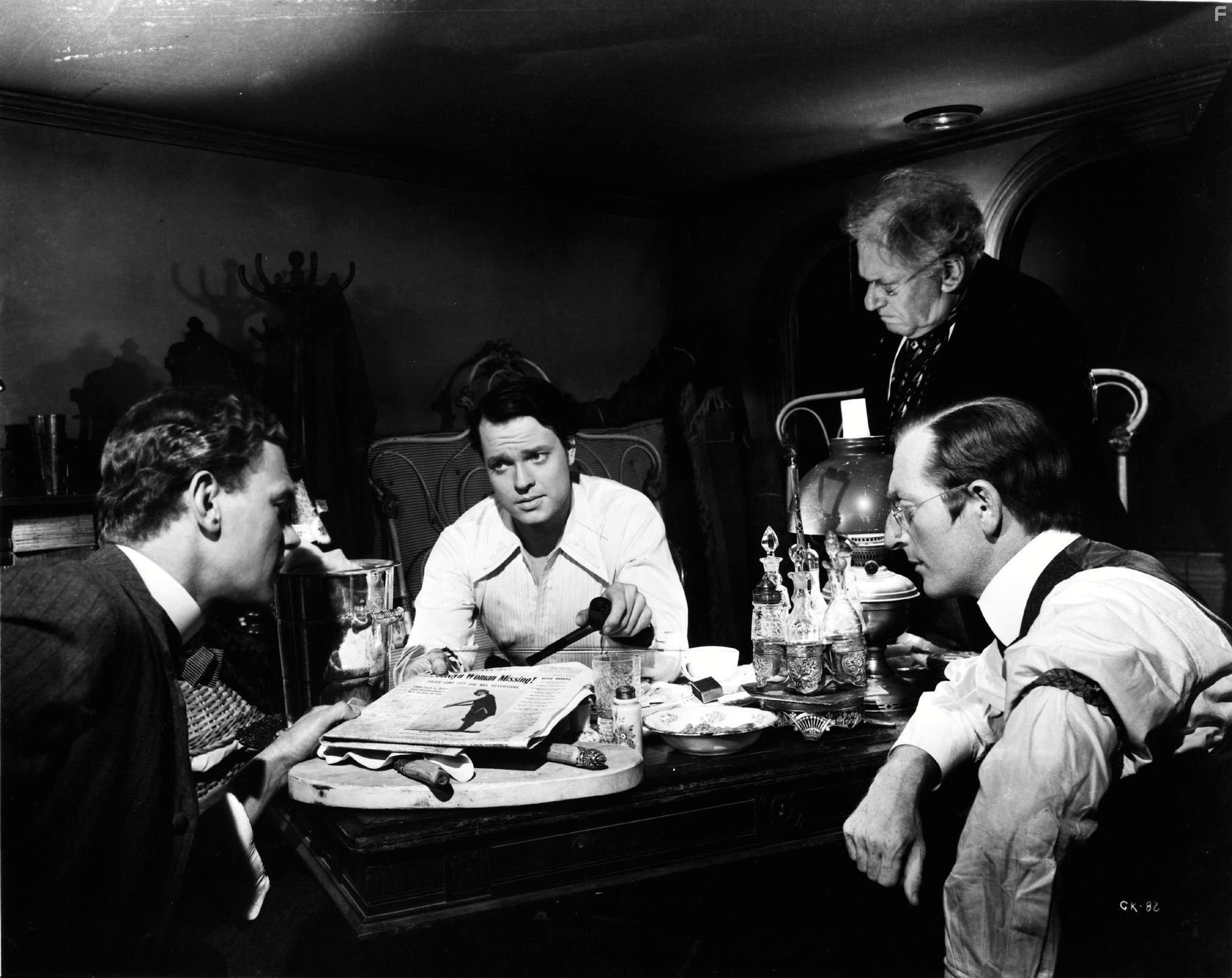 Orson Welles, Joseph Cotten, and Everett Sloane in Гражданин Кейн (1941)