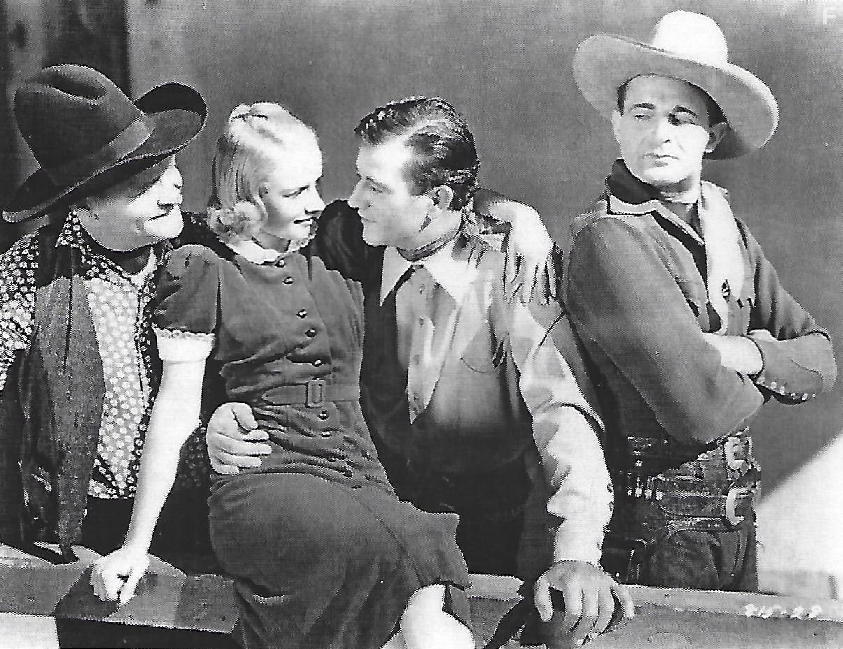 John Wayne, Ray Corrigan, June Martel, and Max Terhune in Santa Fe Stampede (1938)