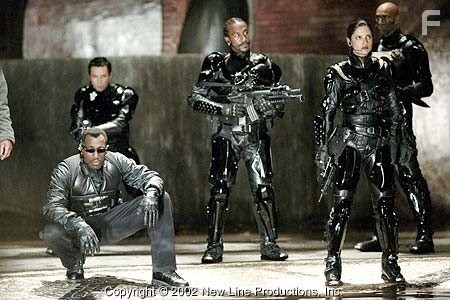 (left to right) Wesley Snipes, Donnie Yen, Danny John Jules, Leonor Varela, and Daz Crawford star in New Line Cinema's action thriller, BLADE II.