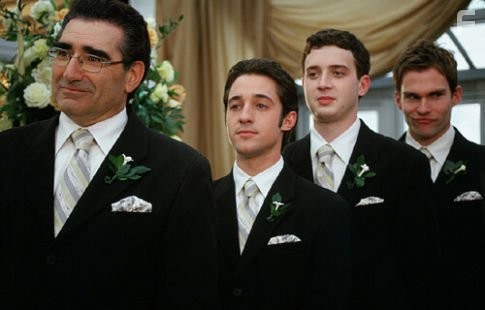 Thomas Ian Nicholas, Seann William Scott, Eugene Levy, and Eddie Kaye Thomas in Американский пирог 3: Свадьба (2003)