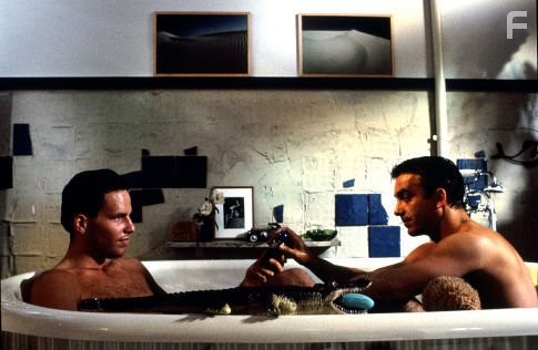 Tim Bergmann (left - as the flirting gay mechanic Edgar) and Christoph M. Ohrt (as the very confused police officer Christoph Schwenk).