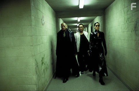 Laurence Fishburne, Carrie-Anne Moss, and Collin Chou in Матрица: Революция (2003)
