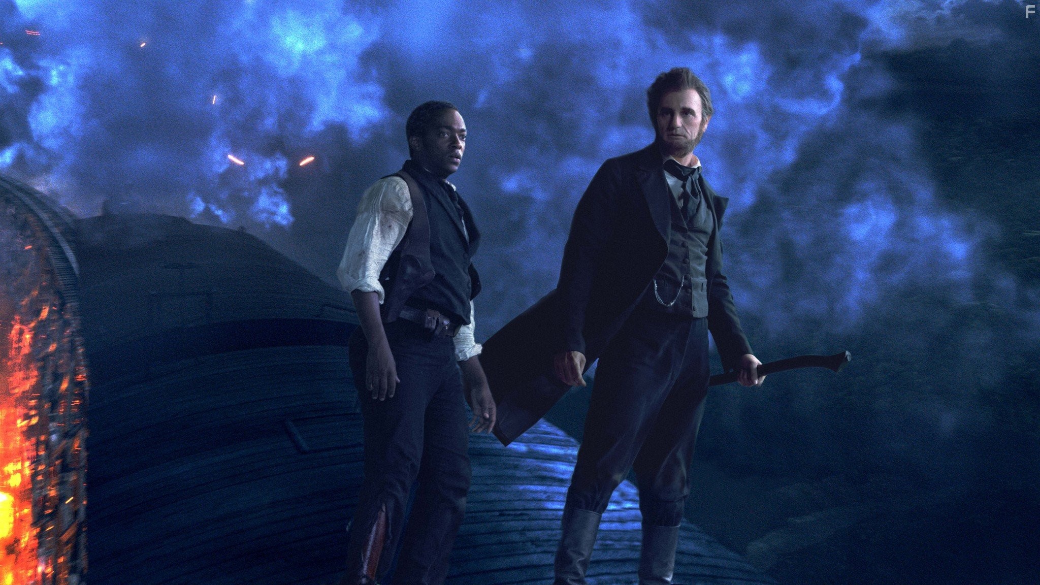 Benjamin Walker and Anthony Mackie in Президент Линкольн: Охотник на вампиров (2012)
