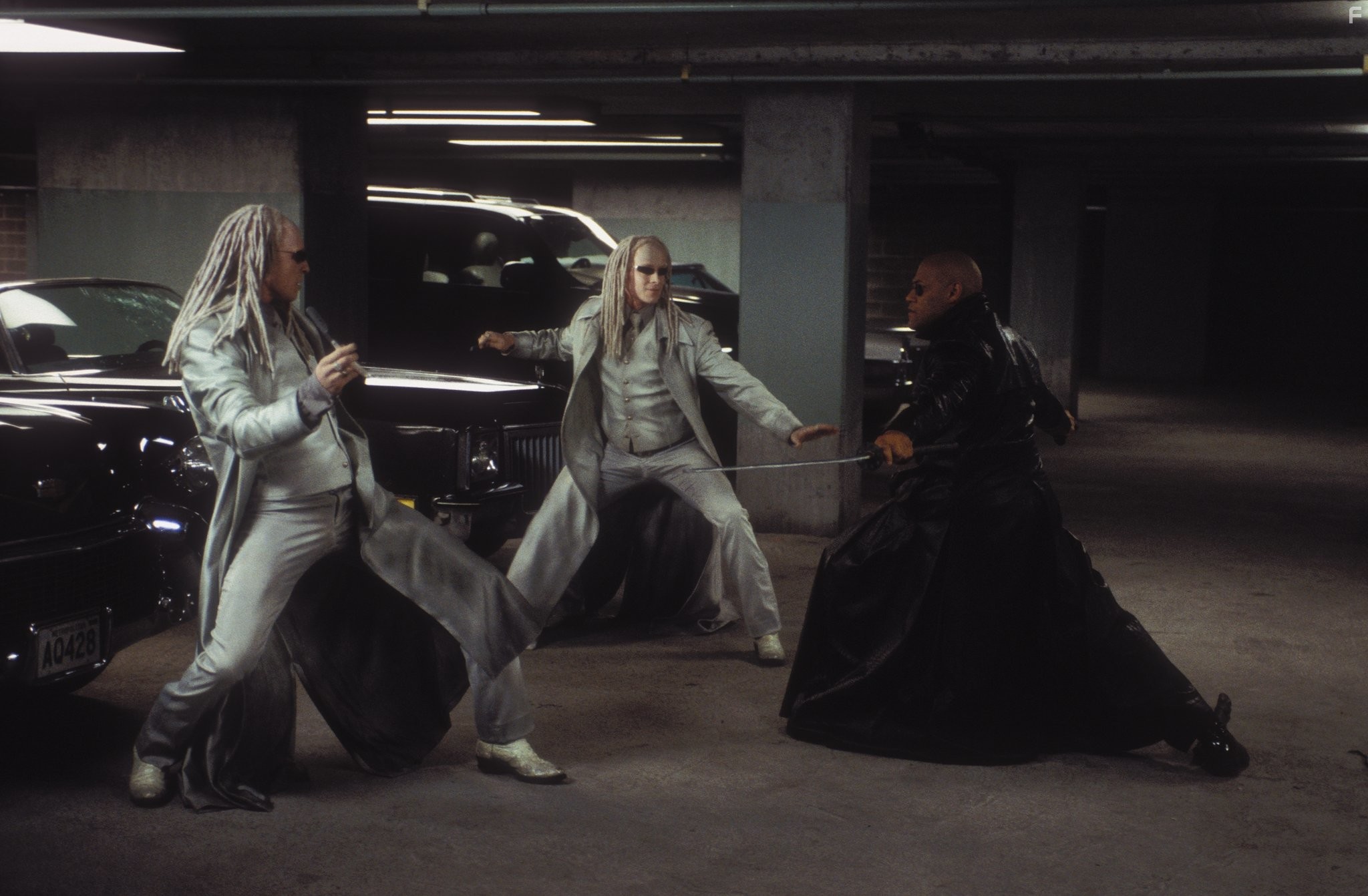 Laurence Fishburne, Adrian Rayment, and Neil Rayment in Матрица: Перезагрузка (2003)