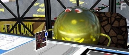 A Sphere is aghast at A Square's notion of a 4th dimension.