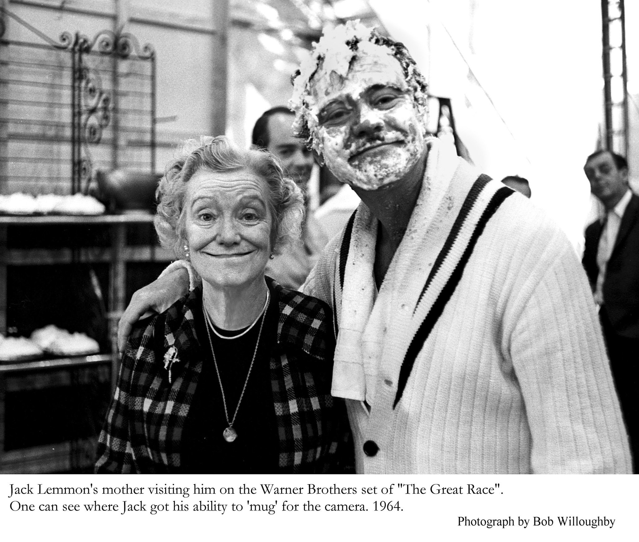 Jack Lemmon with his mother on the set of "Great Race, The" Photo taken in 1964.