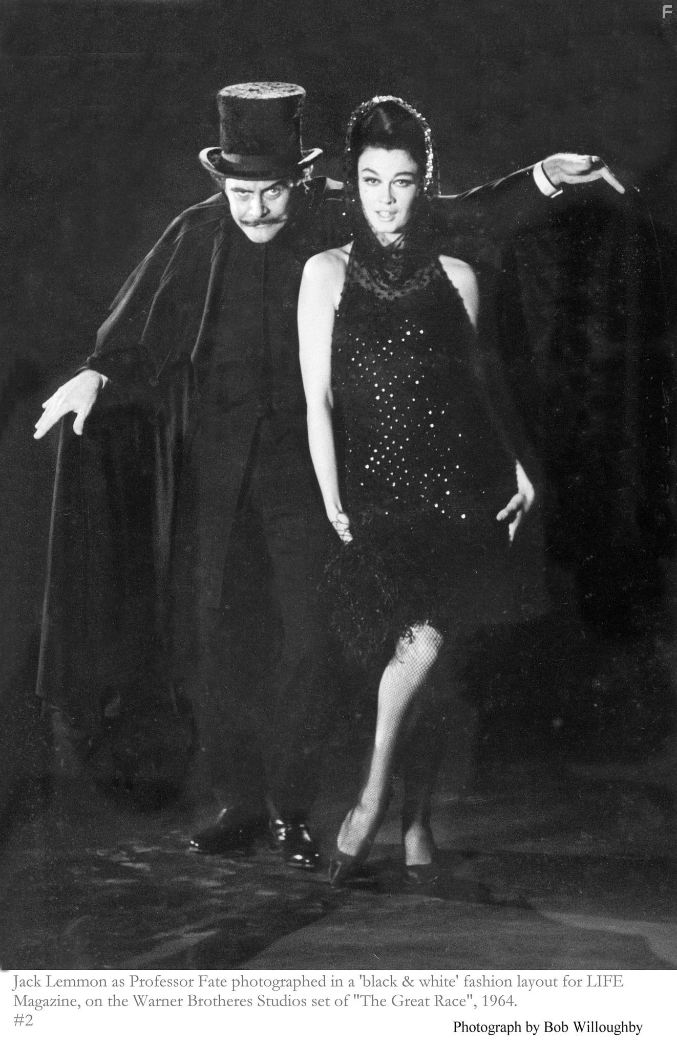 Jack Lemmon in character as Professor Fate for a fashion layout for LIFE. Photo taken in 1964 on the Warner Bros. set of "Great Race, The."