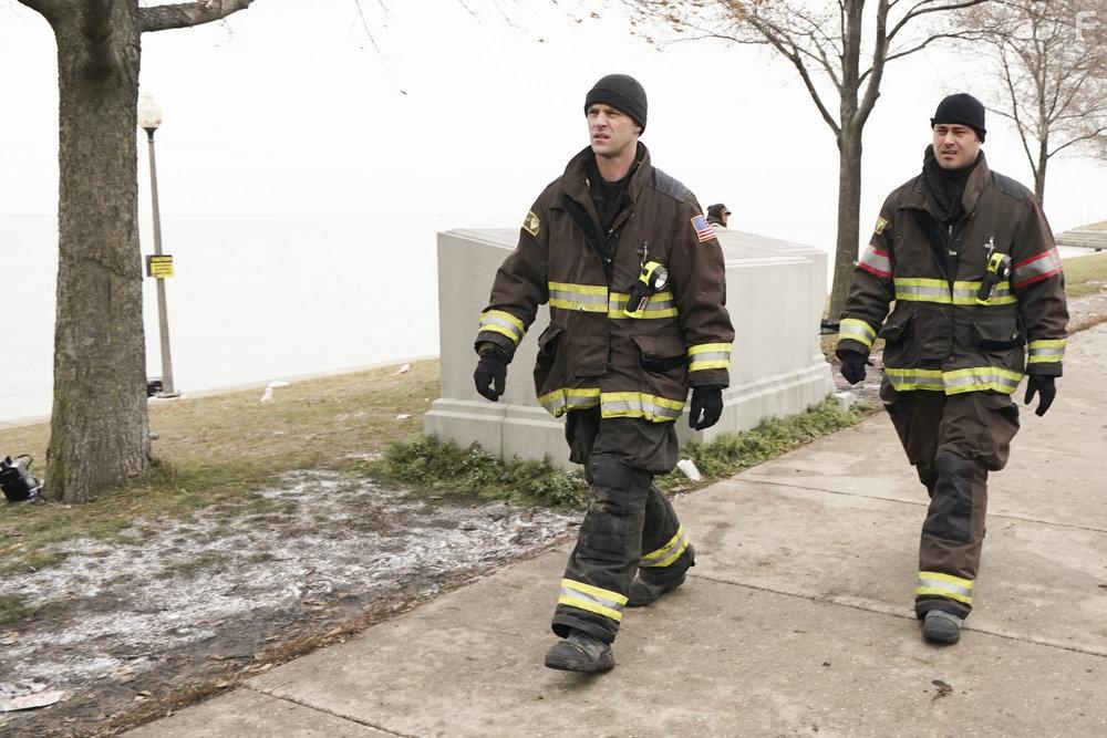 Jesse Spencer and Taylor Kinney in Chicago Fire (2012)