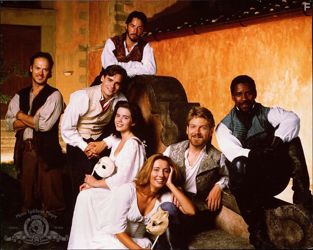Kenneth Branagh, Keanu Reeves, Denzel Washington, Kate Beckinsale, Michael Keaton, Robert Sean Leonard, and Emma Thompson in Много шума из ничего (1993)