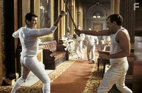 James Bond (PIERCE BROSNAN) and Gustav Graves (TOBY STEPHENS) take up the sword.
