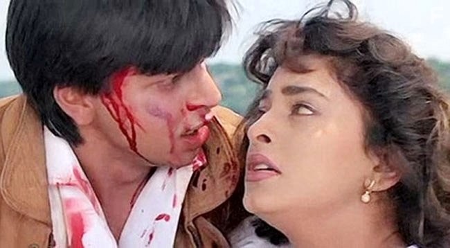 Juhi Chawla and Shah Rukh Khan in Жизнь под страхом (1993)
