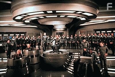 Thermians on the bridge as the ship leaves spacedock