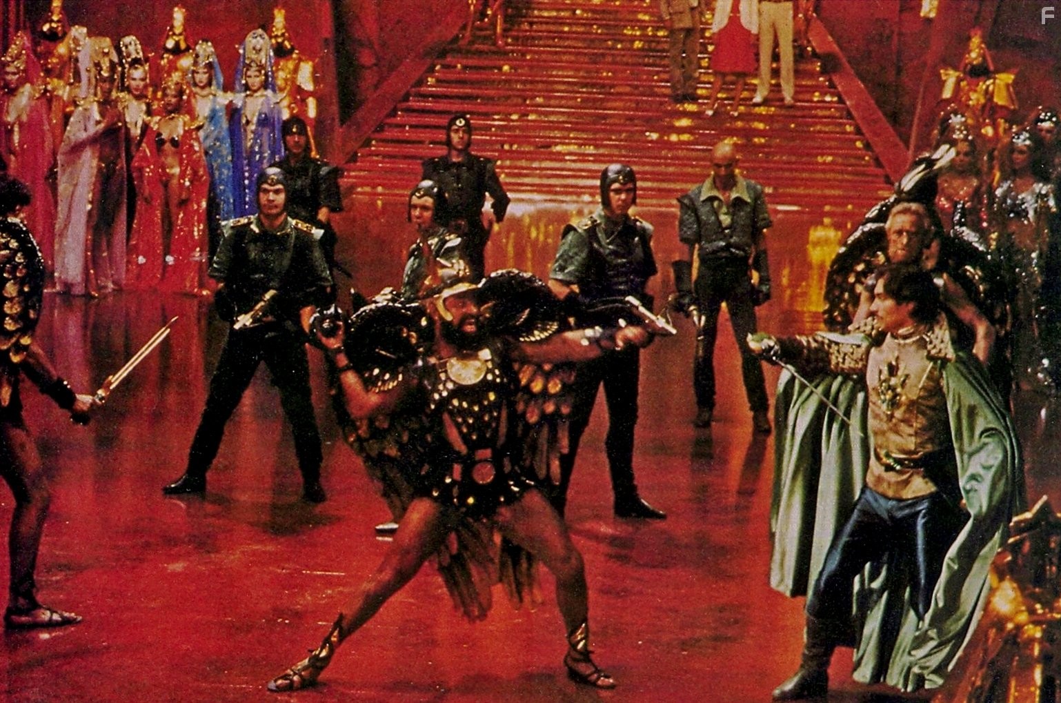 Brian Blessed, Timothy Dalton, Ted Carroll, and Richard O'Brien in Флэш Гордон (1980)