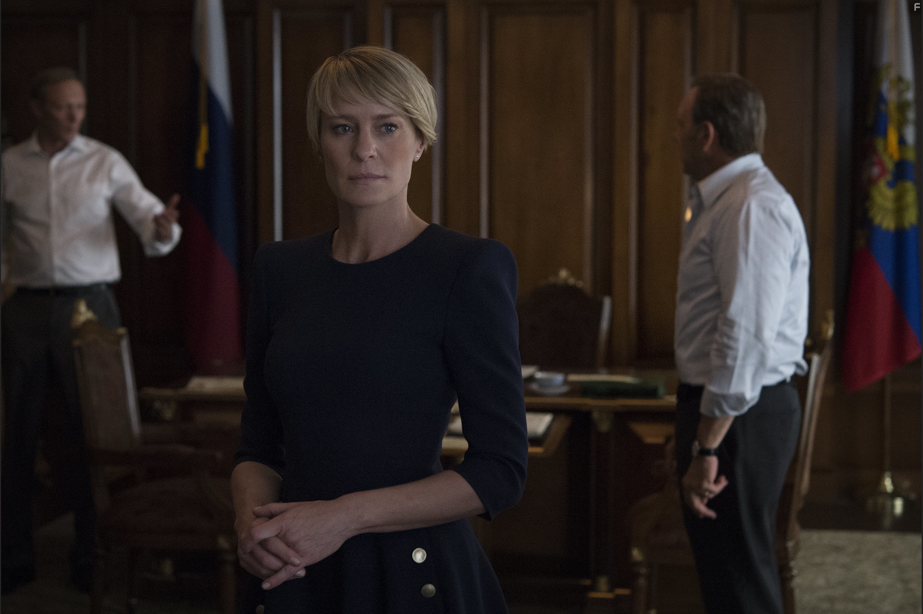 Kevin Spacey, Robin Wright, and Lars Mikkelsen in Карточный домик (2013)