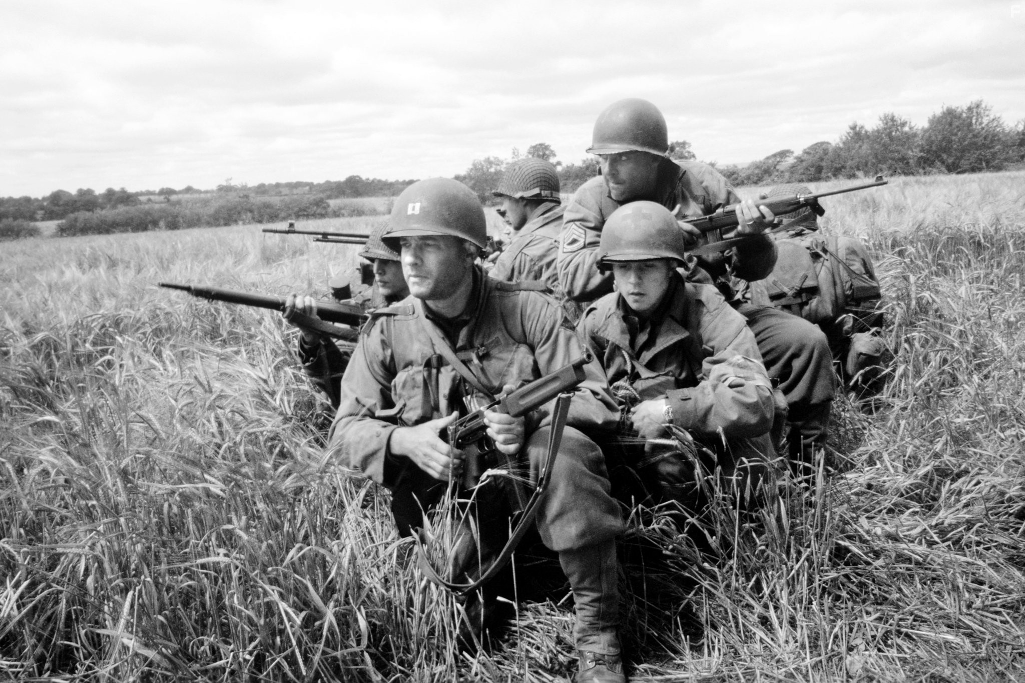 Tom Hanks, Giovanni Ribisi, Barry Pepper, and Tom Sizemore in Спасти рядового Райана (1998)