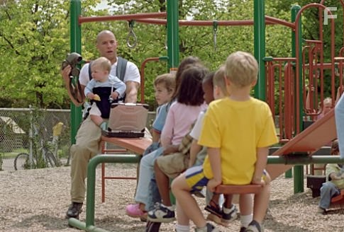 Vin Diesel (left), Luke/Bo Vink (baby, left center), Logan/Keegan Hoover (third from left).