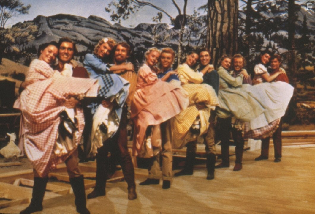 Jane Powell, Betty Carr, Jacques d'Amboise, Norma Doggett, Virginia Gibson, Howard Keel, Nancy Kilgas, Ruta Lee, Matt Mattox, Julie Newmar, Marc Platt, Tommy Rall, Jeff Richards, and Russ Tamblyn in Семь невест для семи братьев (1954)