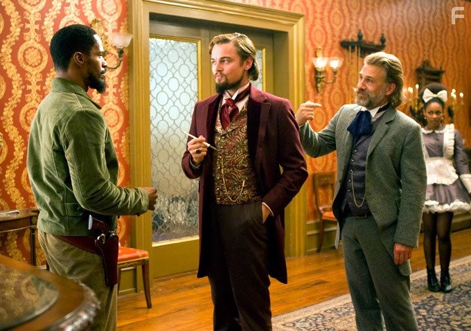 Leonardo DiCaprio, Jamie Foxx, and Christoph Waltz in Джанго освобожденный (2012)