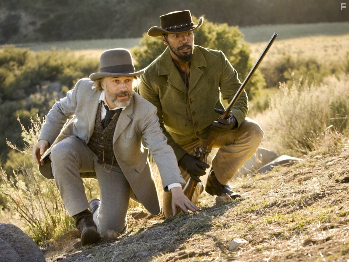 Jamie Foxx and Christoph Waltz in Джанго освобожденный (2012)