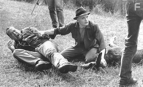 With the unique capacity to act as a conduit and transfer energy from one source to another, Powder (Sean Patrick Flanery, right) funnels the experience of a dying deer into Deputy Sheriff Duncan (Brandon Smith, left), the hunter responsible for creating the animal's pain and suffering.