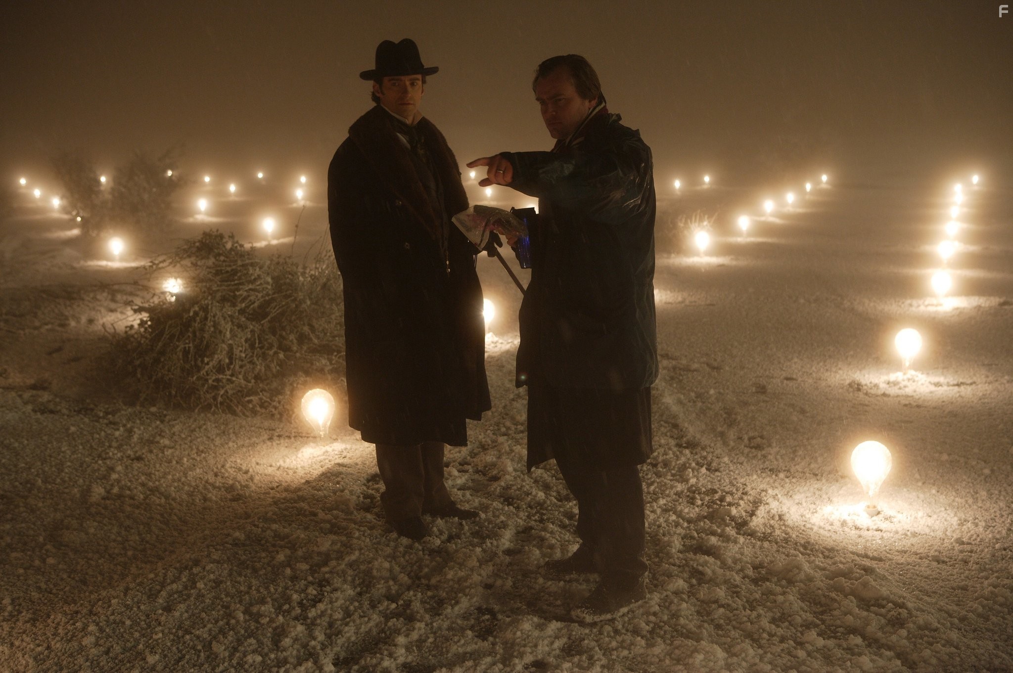 Hugh Jackman and Christopher Nolan in Престиж (2006)