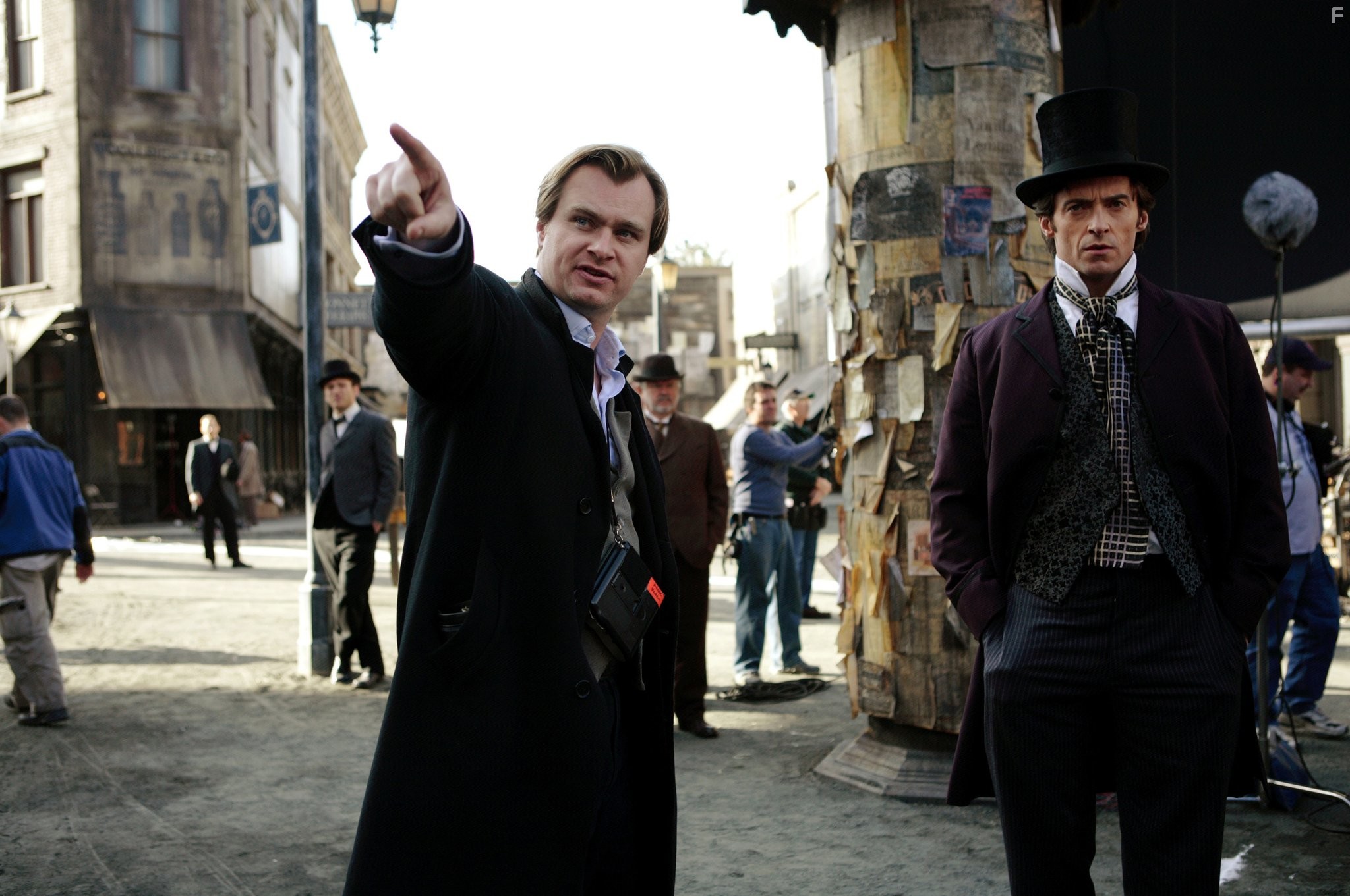 Hugh Jackman and Christopher Nolan in Престиж (2006)