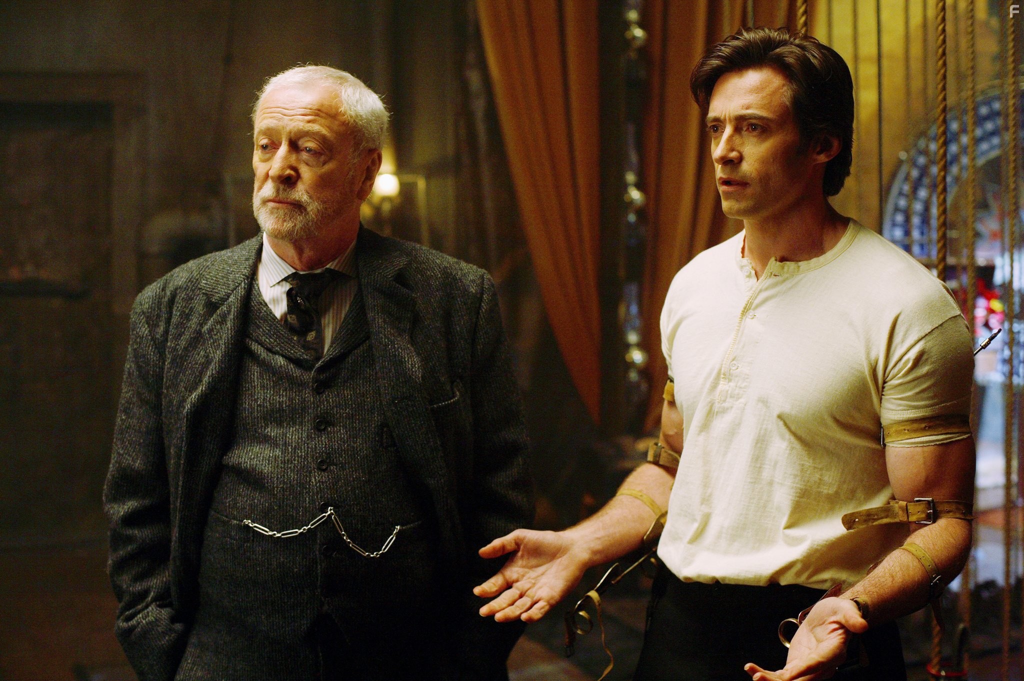 Michael Caine and Hugh Jackman in Престиж (2006)