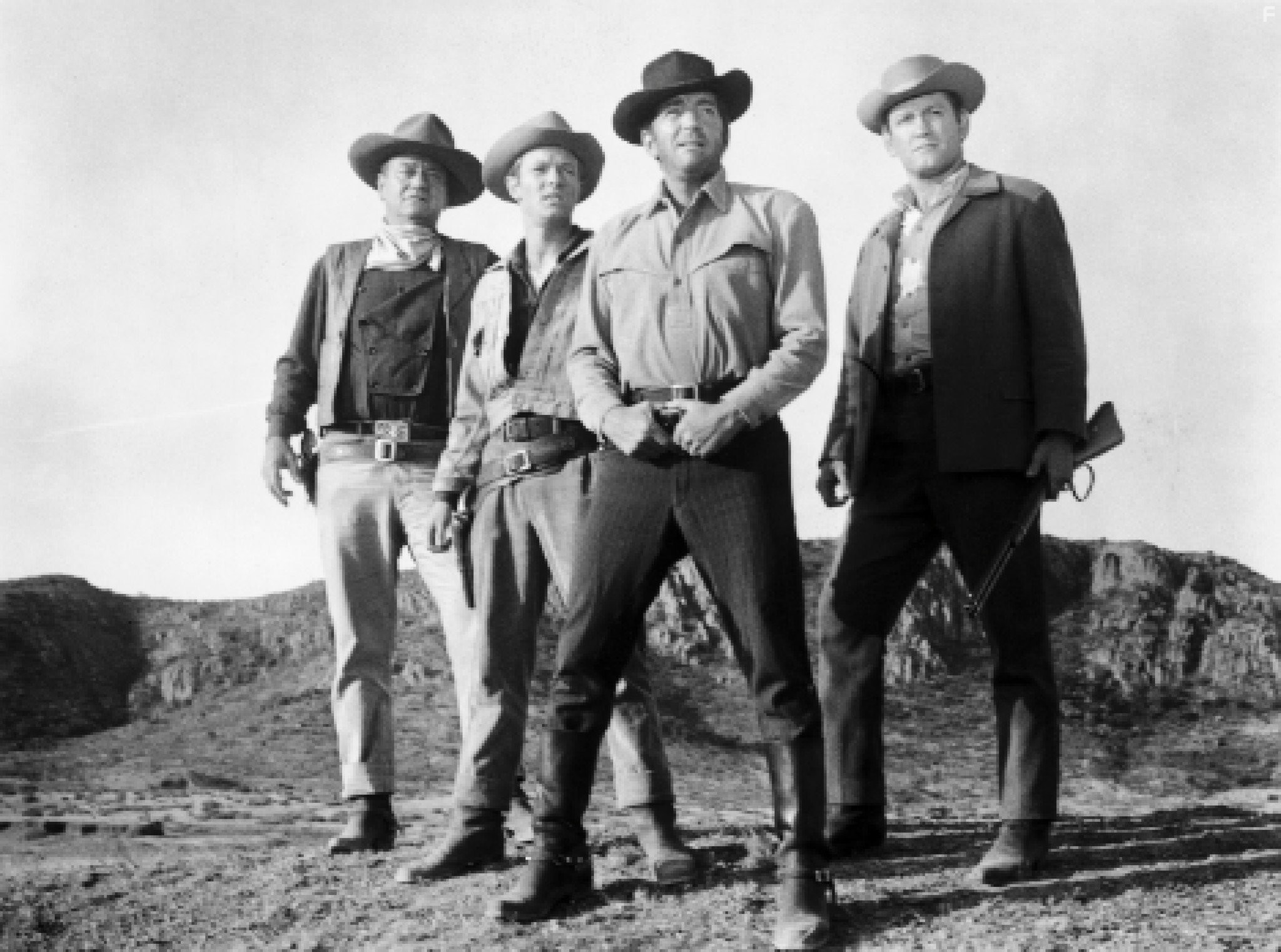 John Wayne, Dean Martin, Michael Anderson Jr., and Earl Holliman in Сыновья Кэти Элдер (1965)