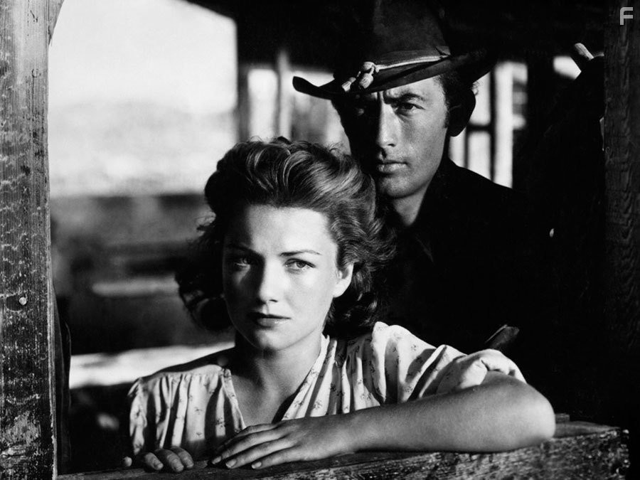 Gregory Peck and Anne Baxter in Жёлтое небо (1948)