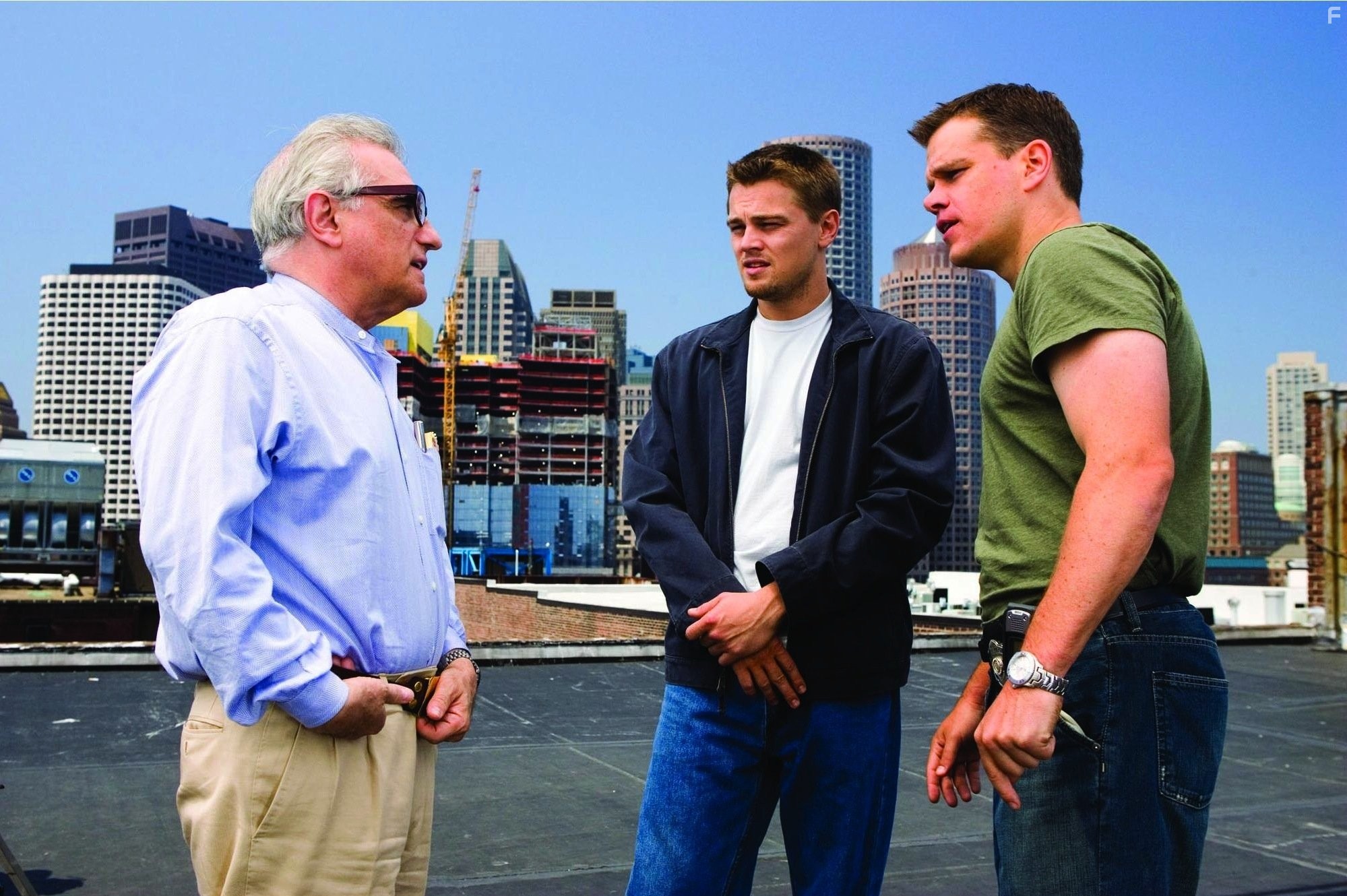 Leonardo DiCaprio, Martin Scorsese, and Matt Damon in Отступники (2006)