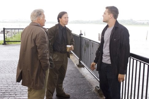 Leonardo DiCaprio, Mark Wahlberg, and Martin Sheen in Отступники (2006)