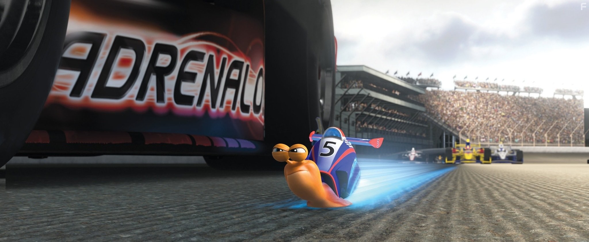 Turbo (voiced by Ryan Reynolds) is an underdog snail whose dreams kick into overdrive when he miraculously attains the power of super-speed.