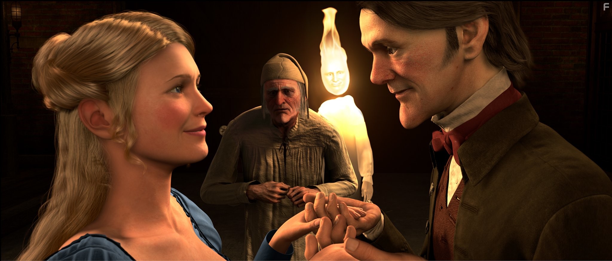 Jim Carrey and Robin Wright in Рождественская история (2009)