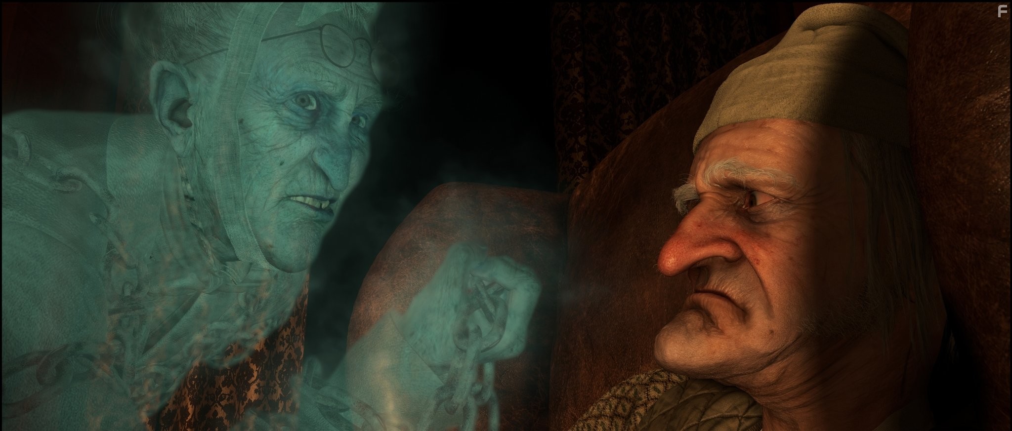 Jim Carrey and Gary Oldman in Рождественская история (2009)