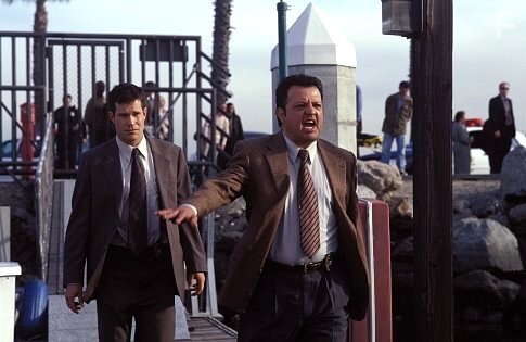 DYLAN WALSH and PAUL RODRIGUEZ in Malpaso Productions' suspense thriller "Blood Work," starring Clint Eastwood and distributed by Warner Bros. Pictures.