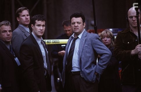 DYLAN WALSH and PAUL RODRIGUEZ in Malpaso Productions' suspense thriller "Blood Work," starring Clint Eastwood and distributed by Warner Bros. Pictures