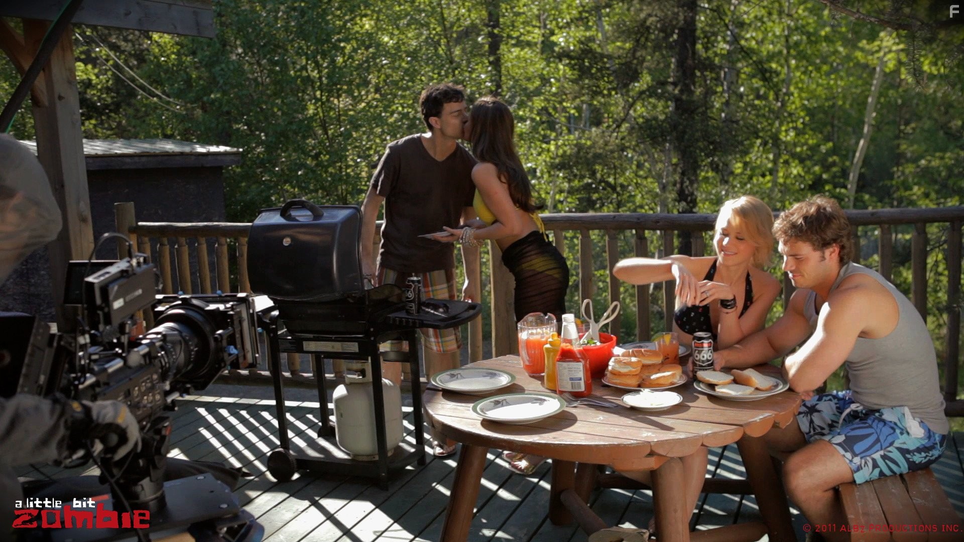 Crystal Lowe, Shawn Roberts, Kristopher Turner, and Kristen Hager in Немного зомби (2012)