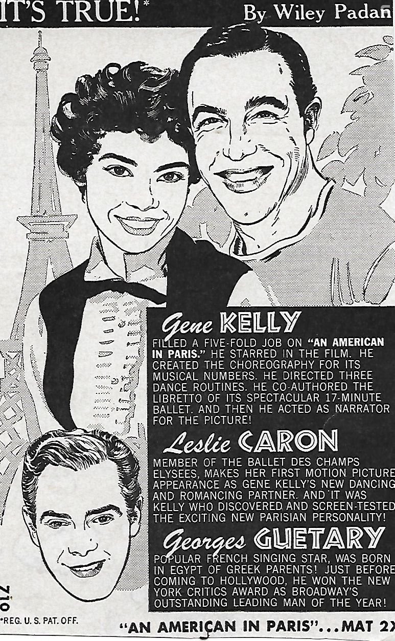 Gene Kelly, Leslie Caron, and Georges Gu?tary in Американец в Париже (1951)