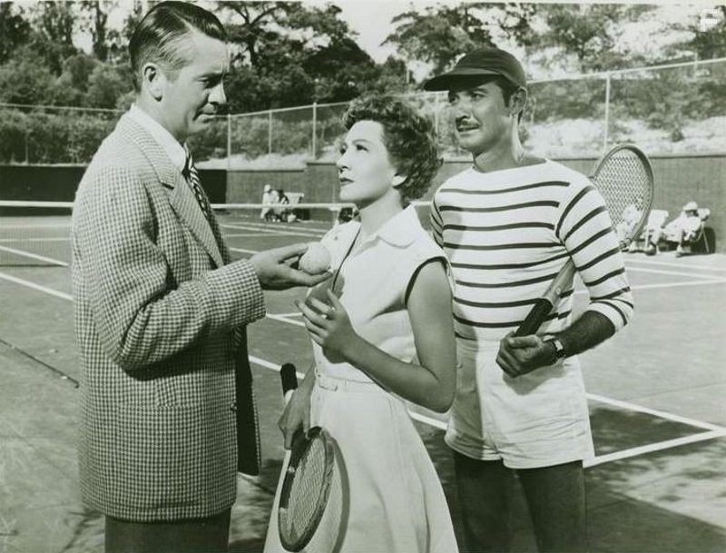 Claudette Colbert, Macdonald Carey, and Zachary Scott in Let's Make It Legal (1951)