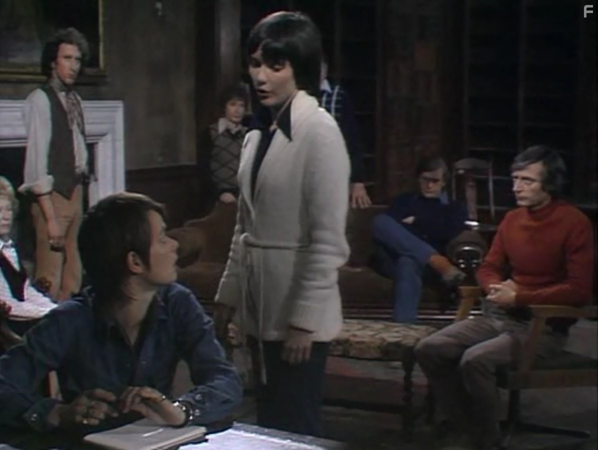 Lucy Fleming, Michael Gover, Eileen Helsby, Ian McCulloch, Hana Maria Pravda, Terry Scully, Carolyn Seymour, and Chris Tranchell in Survivors (1975)