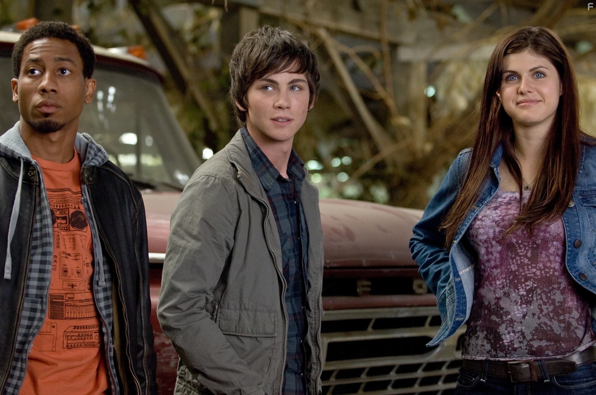 Logan Lerman, Brandon T. Jackson, and Alexandra Daddario in Перси Джексон и Похититель молний (2010)