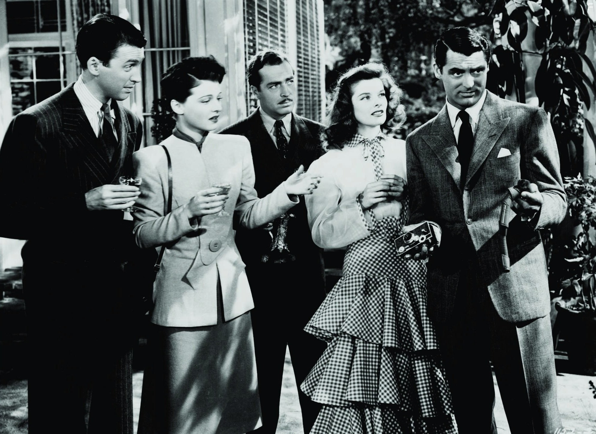 Cary Grant, Katharine Hepburn, James Stewart, John Howard, and Ruth Hussey in Филадельфийская история (1940)
