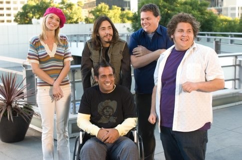 Peter Dante, Kevin Heffernan, Justin Long, Ashley Scott, and Jonah Hill in Снежный человек (2008)